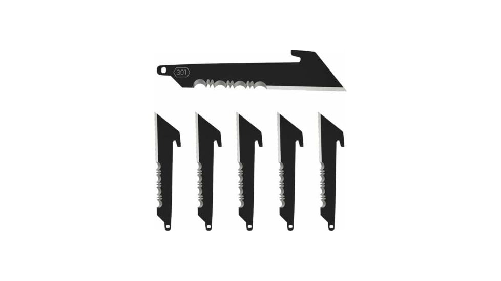 Outdoor Edge Cutlery 3in Utility w/Serrations Replacement Blade Pack, 6 Pack, Black Oxide, RRUS30K6C