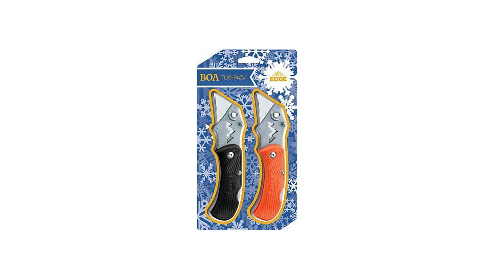 Outdoor Edge Cutlery 2-Pack B.O.A Knives, 1in, Stainless Steel, Blsck/Orange Polymer Handle, P23BOBK2C