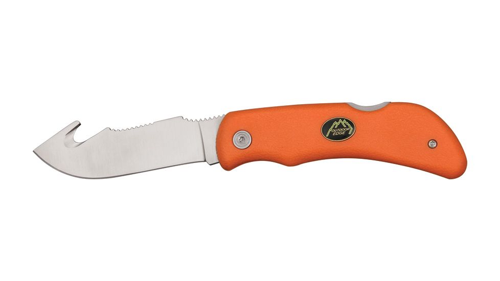 Outdoor Edge Cutlery Grip Hook Folding Knife, 3.125 in, AUS, Kraton, Orange GHB-50C