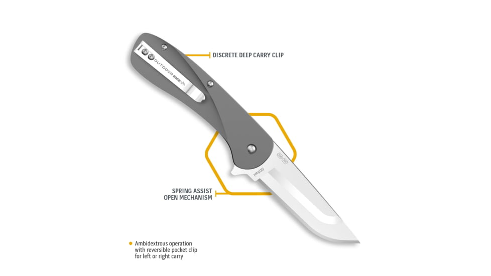 Outdoor Edge Cutlery Razor VX1 Spring Assist Folding Knife, 3in, Japanese 420J2 Stainless Blade, Cool Gray Aluminum Handle, VX130AC