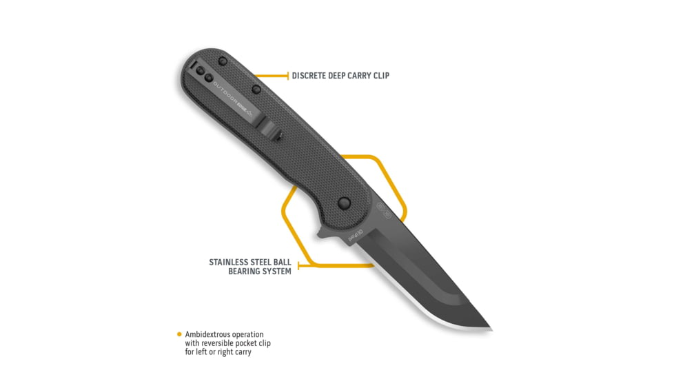 Outdoor Edge Cutlery Razor VX3 Folding Knife, 3in, Black Japanese 420J2 Stainless Blade, Black G10 Handle, VX330AC