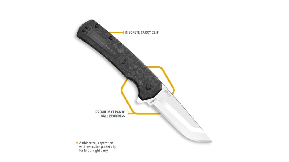 Outdoor Edge Cutlery RAZORVX5 Carbon Fiber/G10, Stainless Flipper, Spring Assist, Ceramic Ball Bearing Knife, 3in, Carbon Fiber, VX530A-C