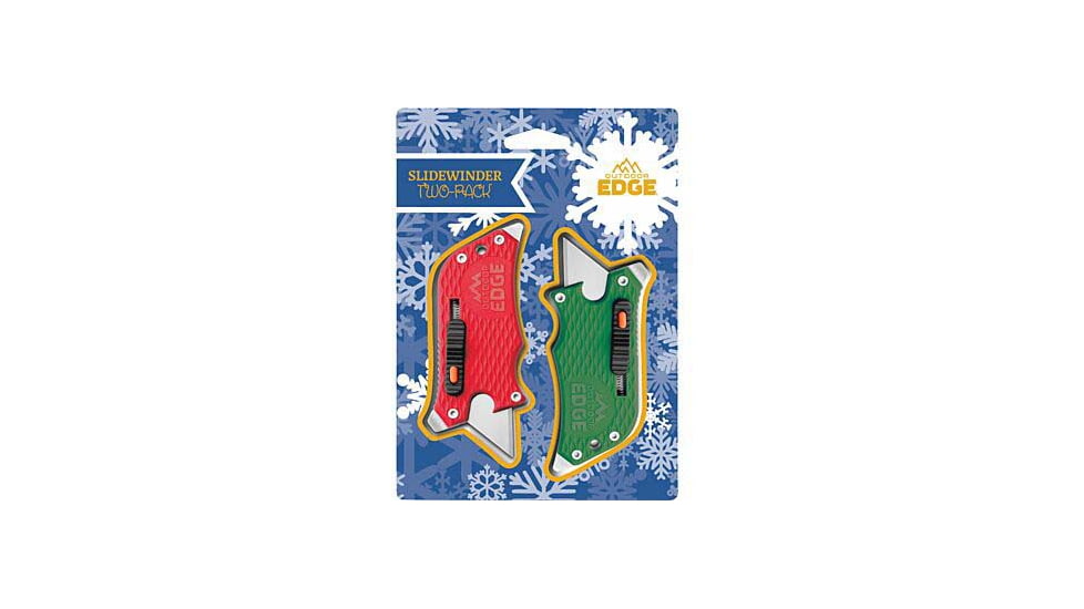 Outdoor Edge Cutlery 2-Pack Slidewinder Folding Knives, 1in, Stainless Steel, Green/Red Polymer Handle, P23SWGR2C