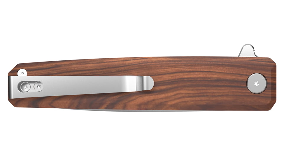 Outdoor Edge Cutlery Peleus Folding Knife, 3.1in, 8Cr13MoV Stainless Steel, Clip Point Blade, G10, Wood Handle, PL1C