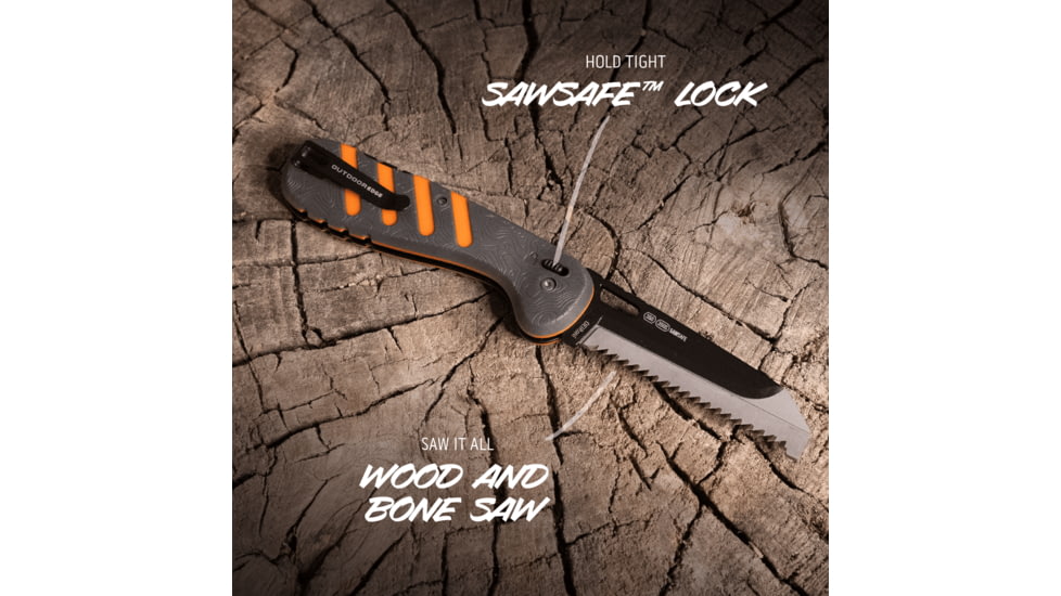 Outdoor Edge Cutlery Razor HTX Folding Knife, 3.50in, 420J2 Stainless Steel, Drop Point Blade, Gray/Orange Handle, HTX35Y6C