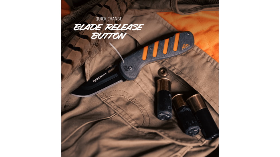 Outdoor Edge Cutlery Razor HTX Folding Knife, 3in, 420J2 Stainless Steel, Drop Point Blade, Gray/Orange Handle, HTX30Y6C