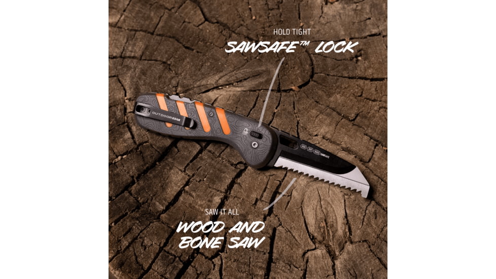 Outdoor Edge Cutlery Razor HTX Folding Knife, 3in, 420J2 Stainless Steel, Drop Point Blade, Gray/Orange Handle, HTX30Y6C