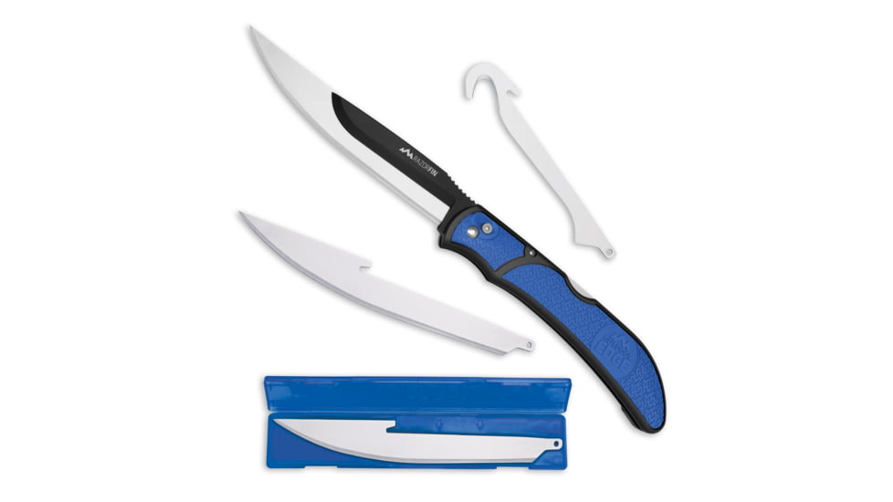 Outdoor Edge Cutlery RazorFin 3-Blade Folding Knife, Blister, Blue, 5in, RFU-50C