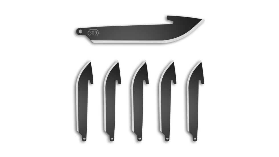 Outdoor Edge Cutlery RazorSafe Stainless Steel Drop Point Blade Pack, 3in, 6 Blades, Black, Clam Pack, RR30K-6C