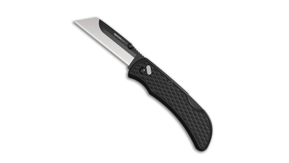 Outdoor Edge Cutlery RazorWork Replaceable Blade Utility Folding Knife, 2.5in, Stainless Steel, Plain Edge, Thermoplastic Rubber, Black Matte Handle, Box, RWK25-2