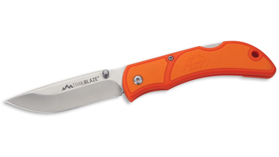Outdoor Edge Cutlery Trailblaze Folding Blade Knife, 3.3in,Orange Handle, TB-33