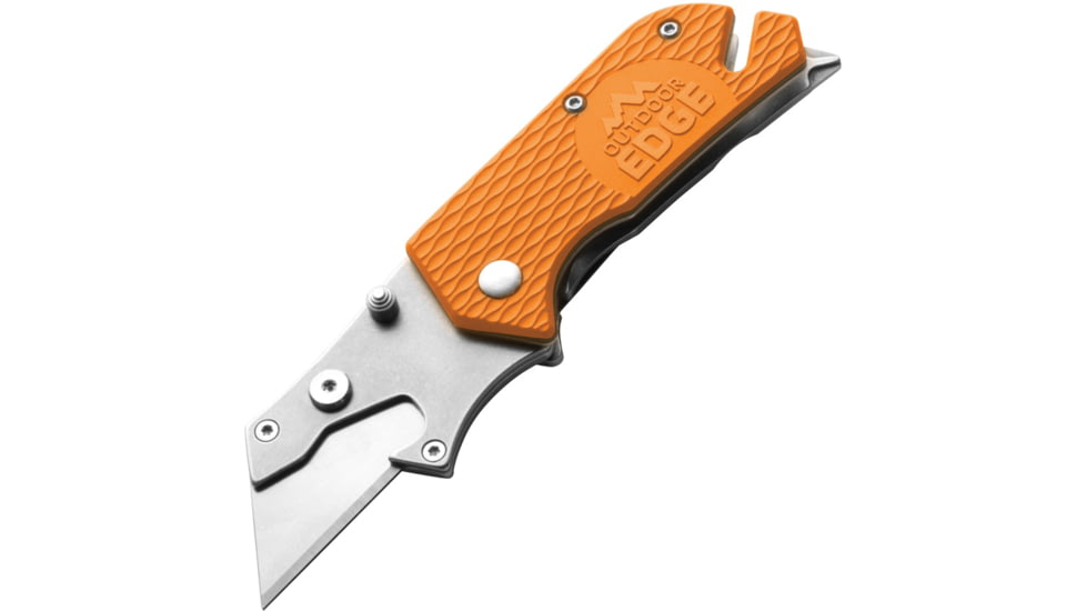 Outdoor Edge Cutlery UtiliPro Utility Folding Knife, 1 in, 5.25 in Overall, Japanese 420J2 Stainless Steel, GFN, Orange Handle, UPB-10C