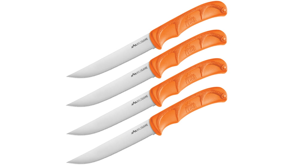 Outdoor Edge Cutlery Wild Game Fixed Blade Steak Knives, 5in, Orange, Blister, WGS-4C