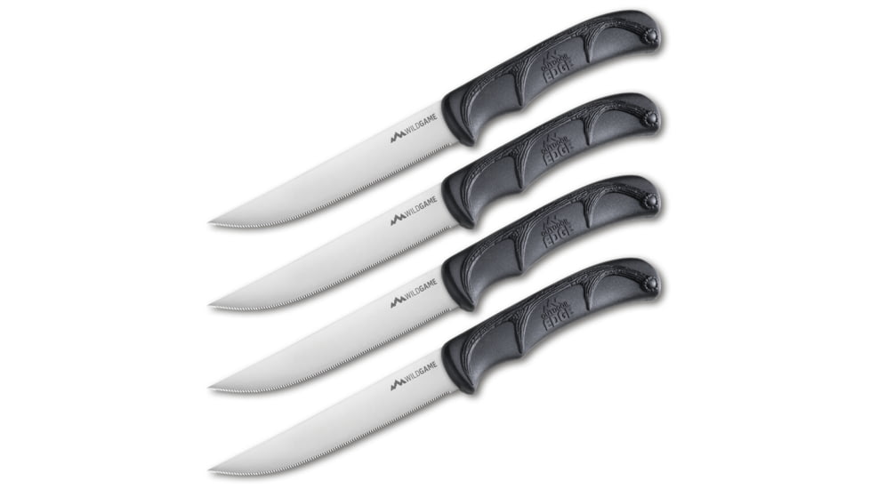 Outdoor Edge Cutlery Wild Game Knives, 5 in, 420J2 Stainless Steel, Serrated Blade, Black, STK-4c