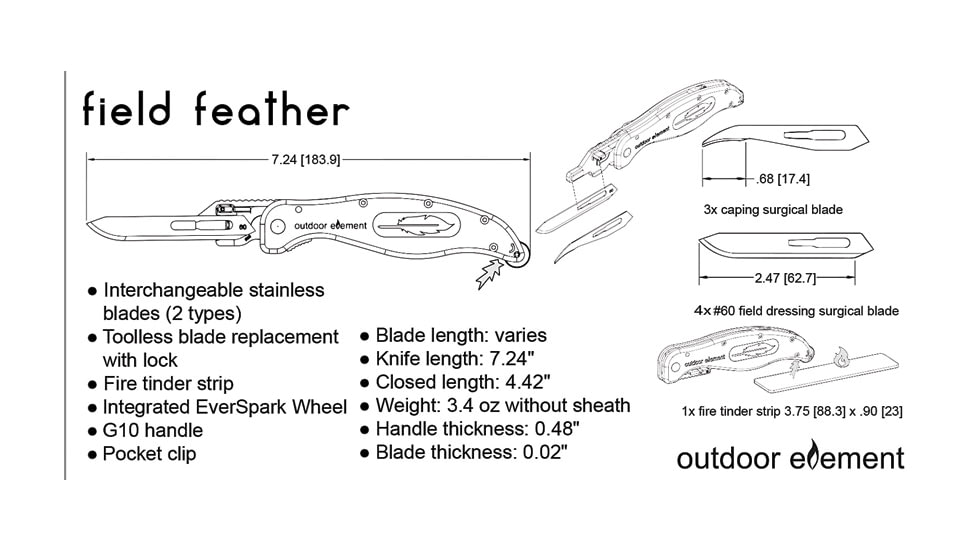 Outdoor Element Field Feather Linerlock, ODEFDFK