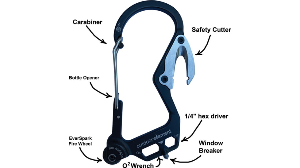 Outdoor Element Fire Escape Carabiner Black