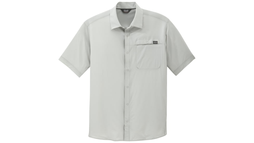Outdoor Research Astroman Short Sleeve Sun Shirt, Mens, Alloy, S, 242849-alloy-S