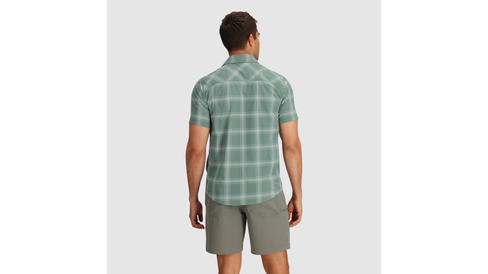 Outdoor Research Astroman Short Sleeve Sun Shirt - Mens, Balsam Plaid, M, 2822782708007