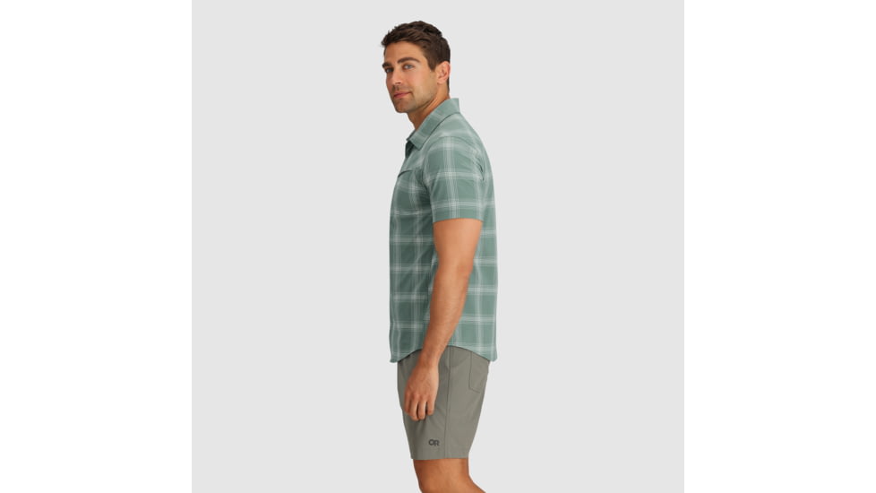 Outdoor Research Astroman Short Sleeve Sun Shirt - Mens, Balsam Plaid, M, 2822782708007