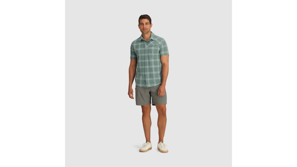 Outdoor Research Astroman Short Sleeve Sun Shirt - Mens, Balsam Plaid, M, 2822782708007