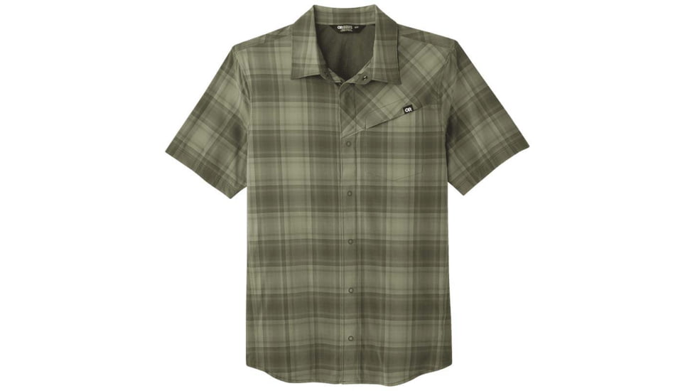 Outdoor Research Astroman Short Sleeve Sun Shirt - Mens, Fatigue Plaid, Extra Large, 2822781848009
