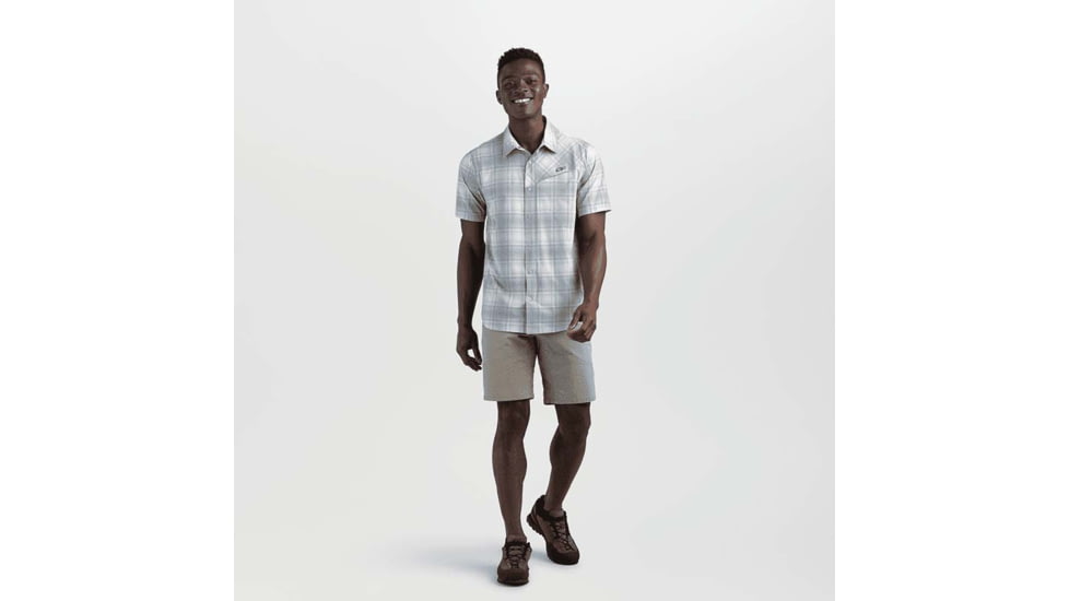 Outdoor Research Astroman Short Sleeve Sun Shirt - Mens, Lead Plaid, Extra Large, 2822781991009