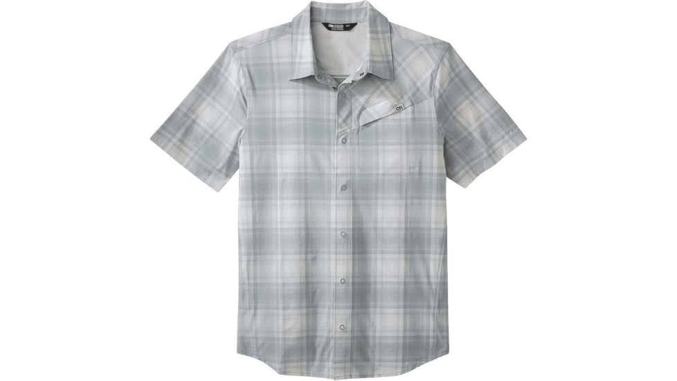 Outdoor Research Astroman Short Sleeve Sun Shirt - Mens, Lead Plaid, Extra Large, 2822781991009