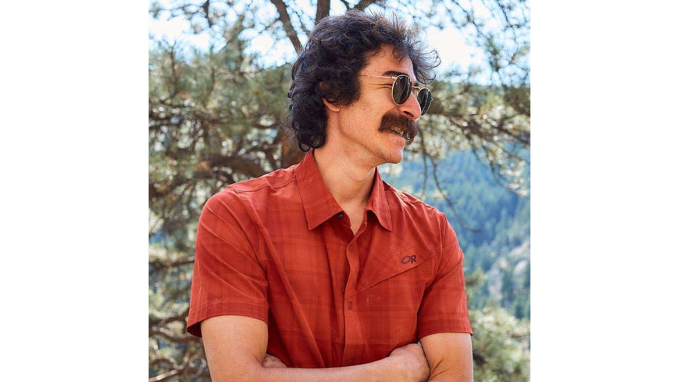 Outdoor Research Astroman Short Sleeve Sun Shirt - Mens, Mars Plaid, Medium, 2822781992007