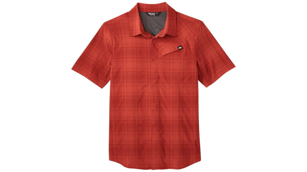 Outdoor Research Astroman Short Sleeve Sun Shirt - Mens, Mars Plaid, Medium, 2822781992007