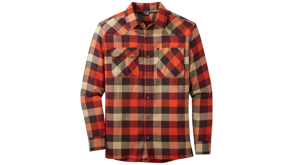 Outdoor Research Feedback Flannel Shirt - Mens, Paprika Plaid, Large, 2428621640008