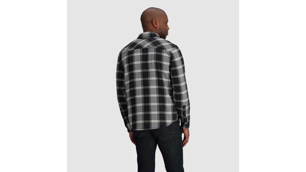 Outdoor Research Feedback Flannel Twill Shirt - Mens, Black Plaid, Medium, 3005131107007