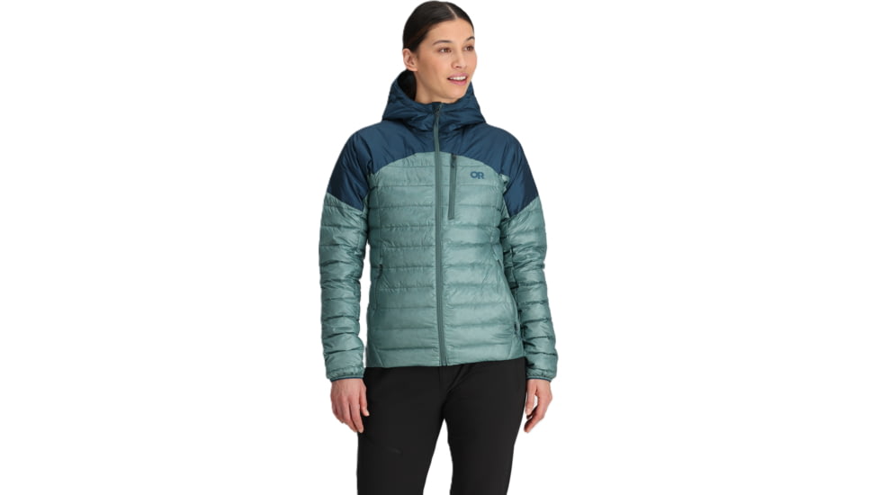 Outdoor Research Helium Down Hoodie Jacket - Womens, Neptune/Harbor, XS, 2775912786005