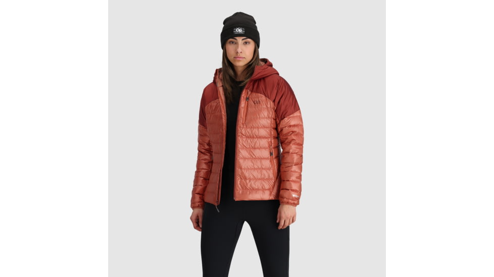 Outdoor Research Helium Down Hoodie - Womens, Cinnamon/Brick, Extra Small, 2775912528005