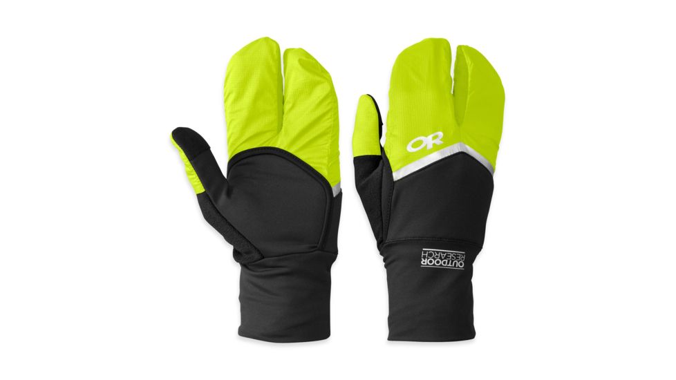 Outdoor Research Hot Pursuit Convertible Running Glove - Mens-Black/Lemongrass-Small