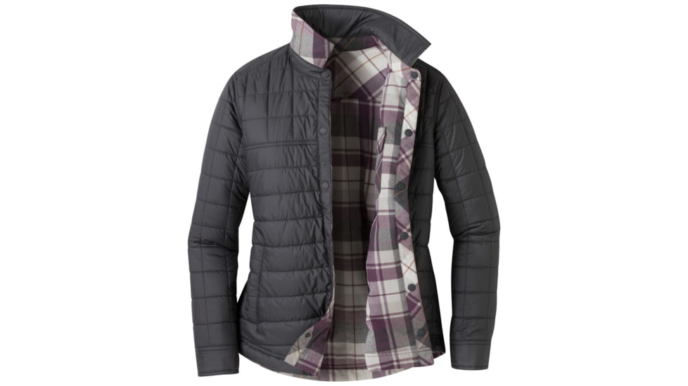 Outdoor Research Kalaloch Reversible Shirt Jac - Womens, Pacific Plum Plaid, XL, 2681341415009