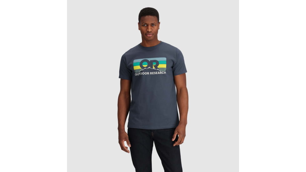 Outdoor Research OR Advocate Stripe T-Shirt, Naval Blue/Verdant, Large, 3002232621008