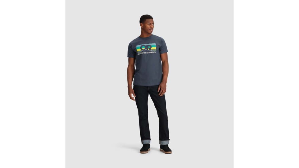 Outdoor Research OR Advocate Stripe T-Shirt, Naval Blue/Verdant, Large, 3002232621008