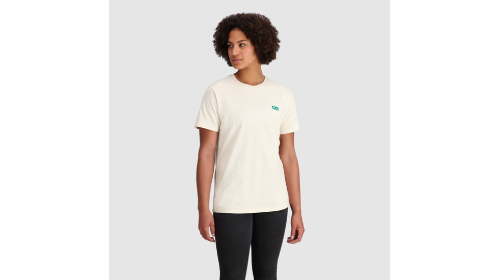 Outdoor Research OR Lockup Back Logo T-Shirt, Sand/Verdant, Medium, 2895462622007