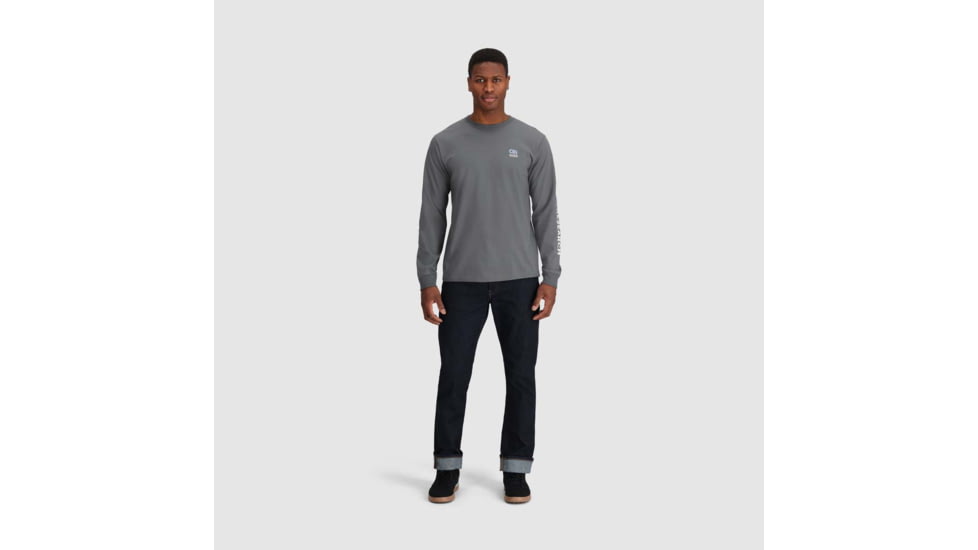 Outdoor Research OR Lockup Chest Logo Long Sleeve Tee, Charcoal/Topaz, Extra Large, 3002252625009