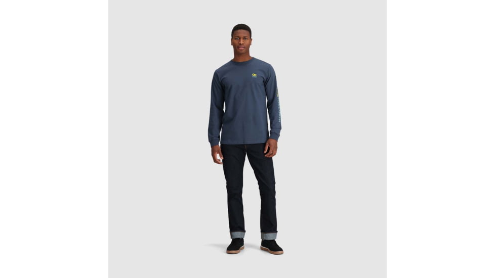 Outdoor Research OR Lockup Chest Logo Long Sleeve Tee, Naval Blue/Sulphur, Extra Large, 3002252416009