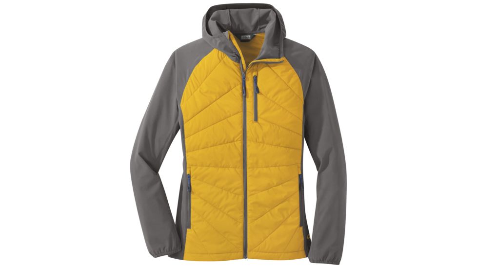 Outdoor Research Refuge Hybrid Hooded Jacket - Womens, Solaria/Pewter, Extra Large, 2691981468009