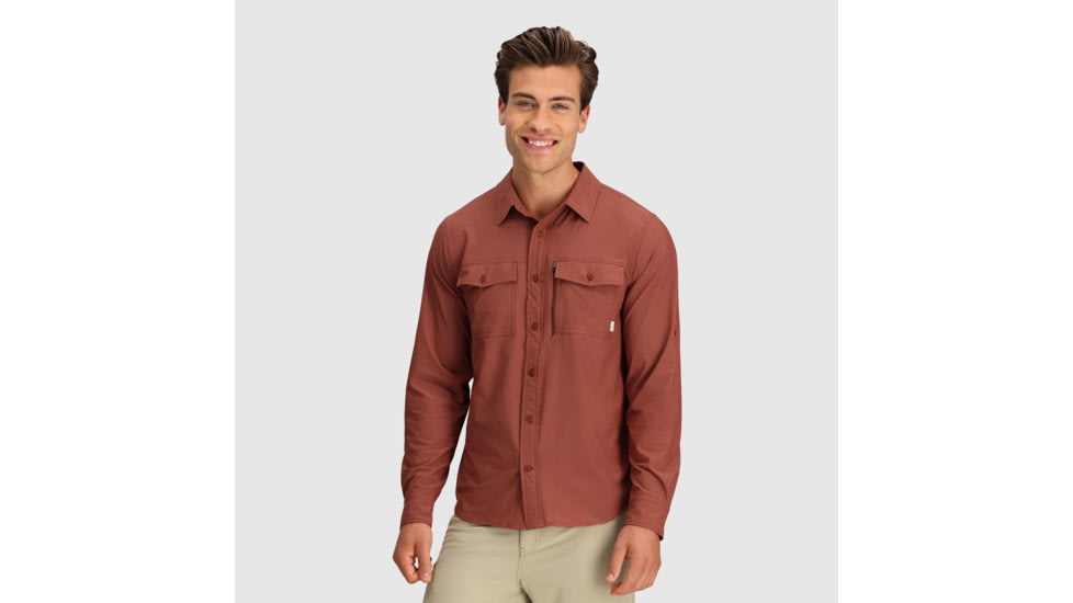 Outdoor Research Way Station L/S Shirt - Mens, Brick Heather, S, 2799592294006