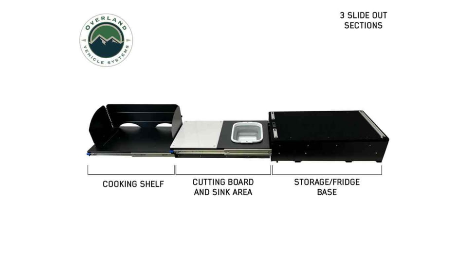 Overland Vehicle Systems Camp Cargo Box Kitchen w/Slide Out Sink/Cooking Shelf/Work Station, Black, 21010401