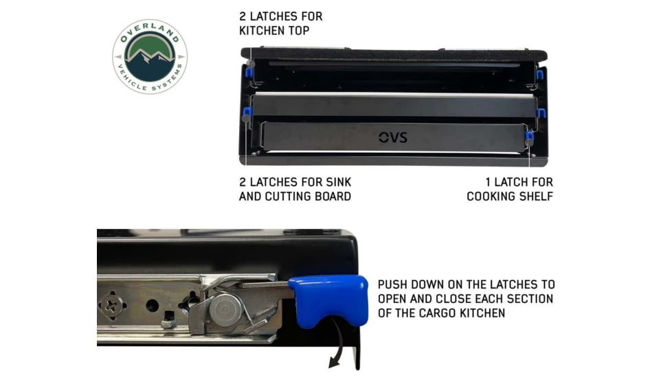 Overland Vehicle Systems Camp Cargo Box Kitchen w/Slide Out Sink/Cooking Shelf/Work Station, Black, 21010401