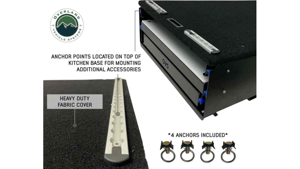 Overland Vehicle Systems Camp Cargo Box Kitchen w/Slide Out Sink/Cooking Shelf/Work Station, Black, 21010401