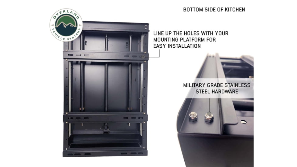 Overland Vehicle Systems Camp Cargo Box Kitchen w/Slide Out Sink/Cooking Shelf/Work Station, Black, 21010401