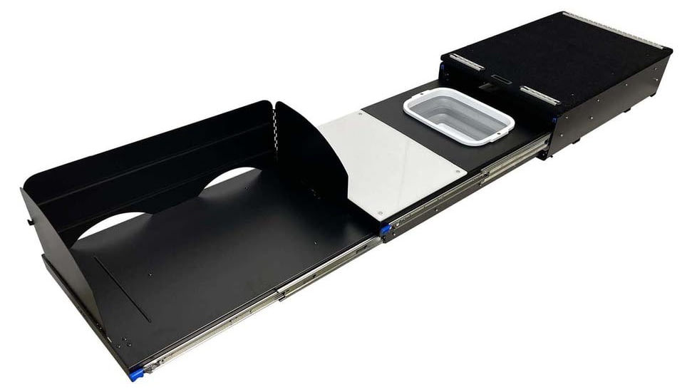 Overland Vehicle Systems Camp Cargo Box Kitchen w/Slide Out Sink/Cooking Shelf/Work Station, Black, 21010401