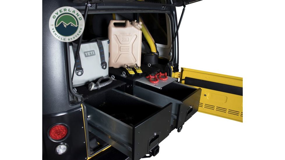 Overland Vehicle Systems Cargo Box, Slide-Out Drawer Size, Powder Coated, Black, 21010301