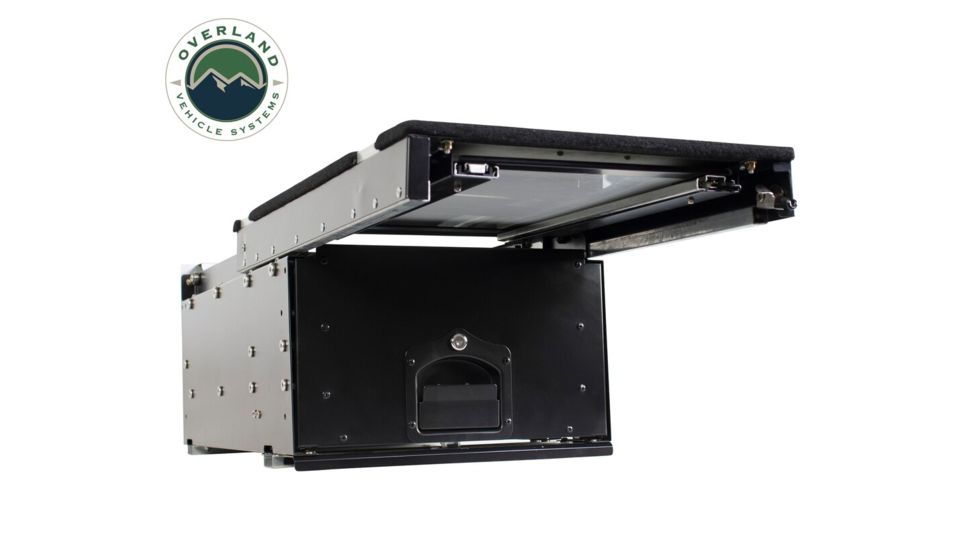Overland Vehicle Systems Cargo Box, Slide-Out Drawer &amp; Working Station Size, Powder Coated, Black, 21010201