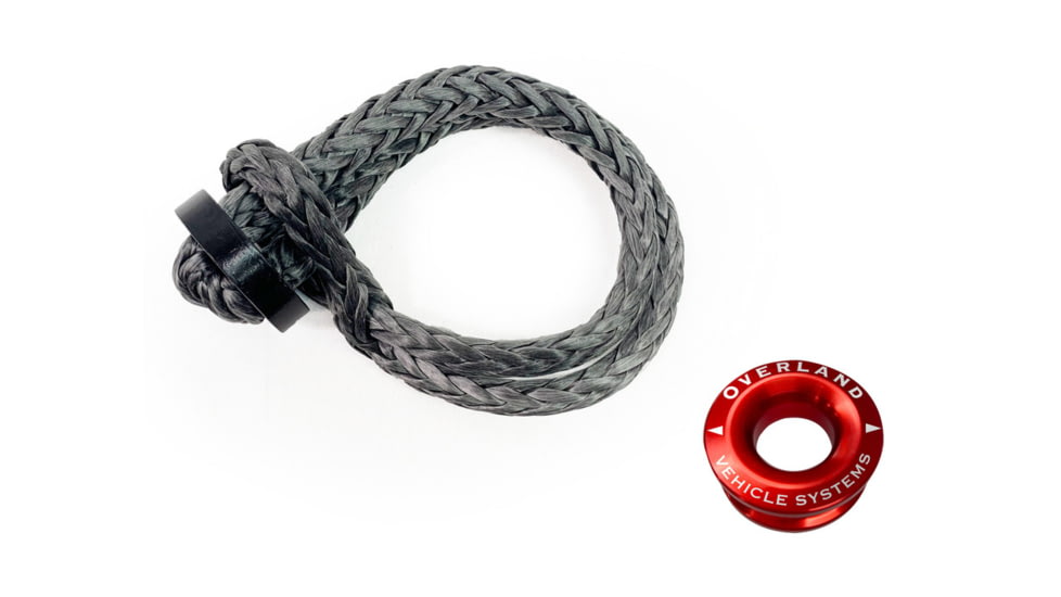 Overland Vehicle Systems Combo Pack Soft Shackle 7/16in 41 lb with Collar and Recovery Ring 2.5in 10 lb, Multi, 19-8716